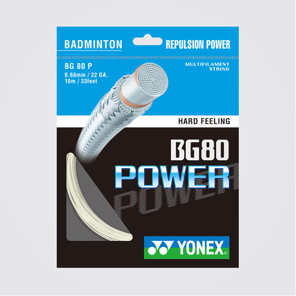 Yonex BG80 Power Badminton Racket String 0.68mm 10M - White